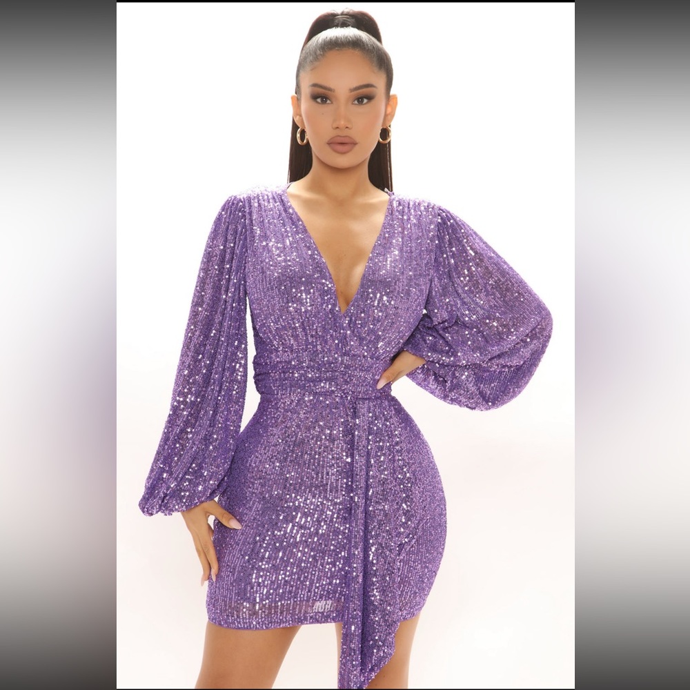 Fashion Nova Purple Sequin Mini Dress Size Medium